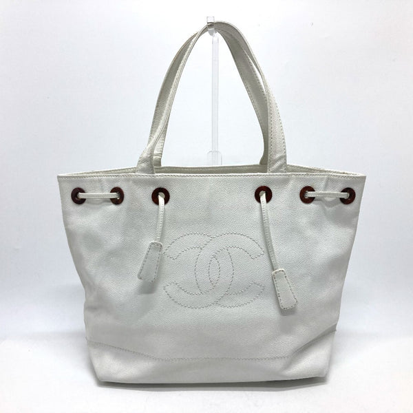 Chanel CC Mark Bag Hand Bag Semi-Shoulder Bag Tote Bag White