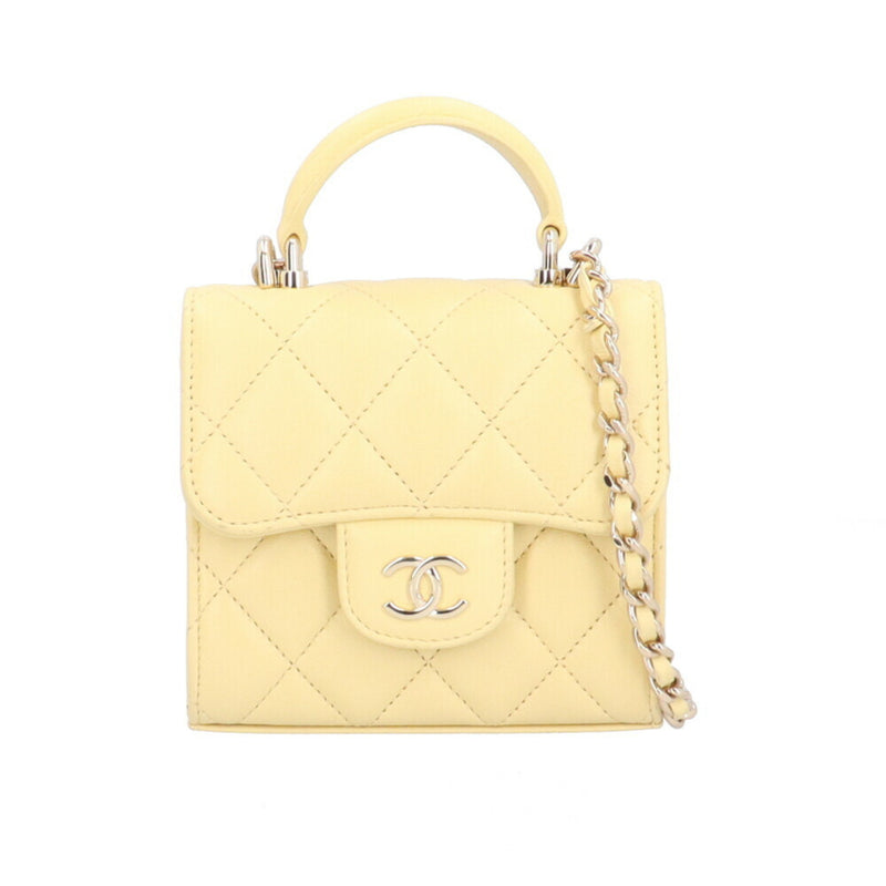 CHANEL Matelasse Shoulder Bag Lambskin AP2682 Yellow Women's