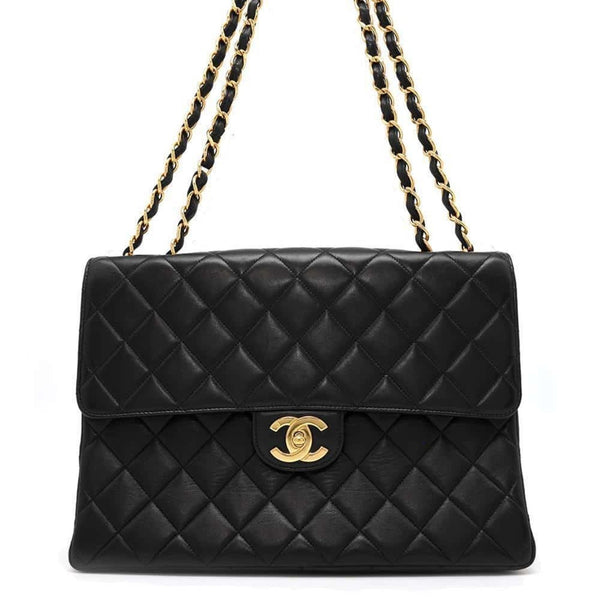 Chanel Chain Shoulder Bag Matelasse 30 Single Flap Lambskin CHANEL Black