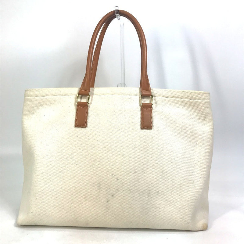 CELINE 190062 Horizontal Cabas Tote Bag Shoulder Canvas Leather Women's Natural Tan Beige