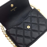 CHANEL Chanel Matelasse Pearl Shoulder Wallet Chain Bag Business Card Holder Case Women Men