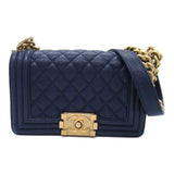 CHANEL Boy Chanel Chain Shoulder Bag Caviar Skin (Grained Calf) Women's Navy