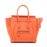 Celine Luggage Micro Shopper Orange Leather Handbag Tote Women's