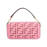 FENDI Embroidered Baguette Shoulder Bag Canvas 8BR600 Pink Women's