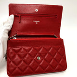 CHANEL AP0250 CC Coco Mark Classic Chain Wallet Bag Shoulder Caviar Skin Women's Red