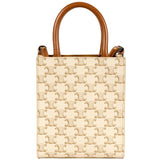 CELINE Vertical Cabas Tote Bag 194372BZK.01BC White Triomphe Canvas Leather