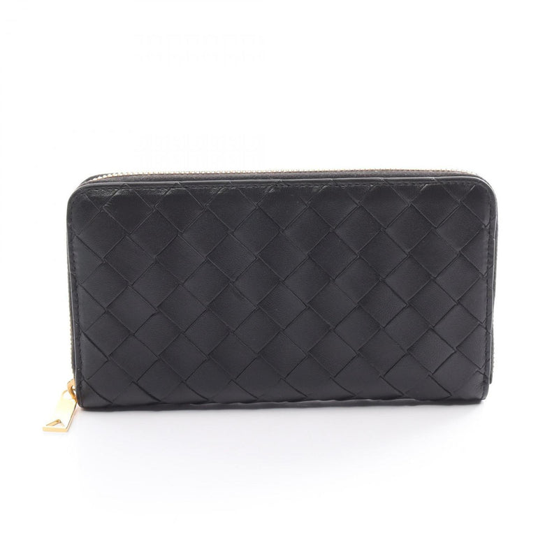 BOTTEGA VENETA Intrecciato Round Long Wallet Leather Men's Women's Black 608053VCPP28425