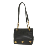 Chanel 8 Coco Mark Chain Tote Bag Caviar Skin Black