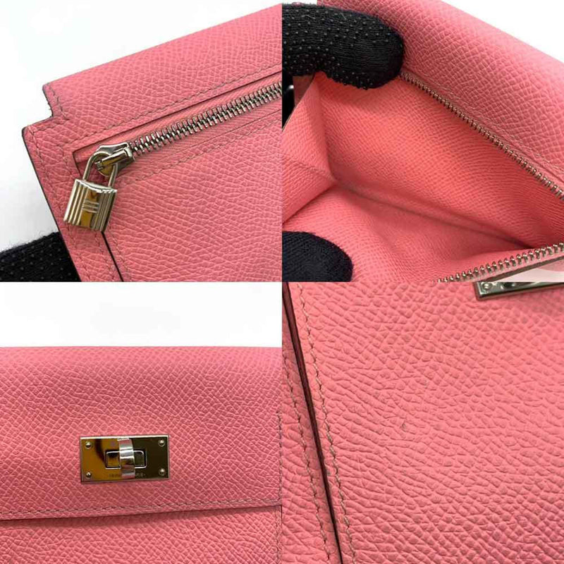 Hermes Wallet Kelly Pocket Compact Pink Wallet/Coin Case Coin Purse Women's Epsom Leather HERMES