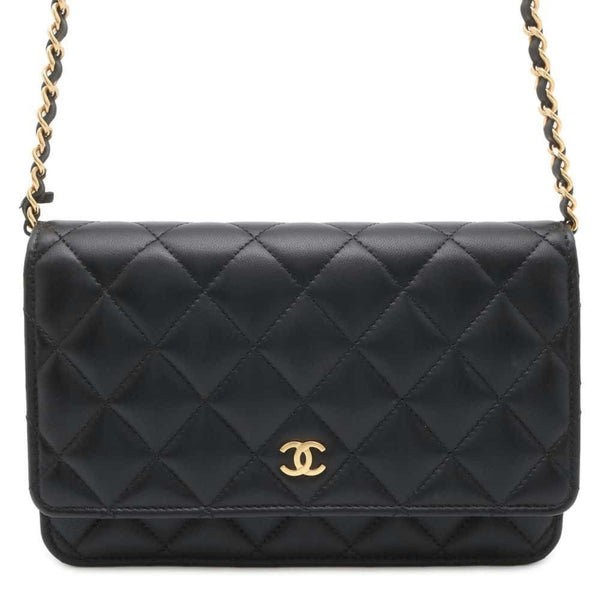 Chanel Chain Wallet Classic Matelasse Coco Mark Lambskin AP0250 CHANEL Black