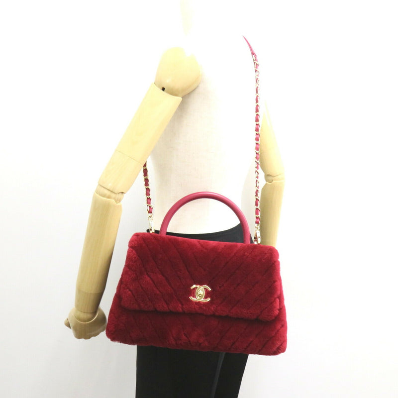 CHANEL Coco Handle 2way Shoulder Bag Leather Women's Bordeaux AP044283