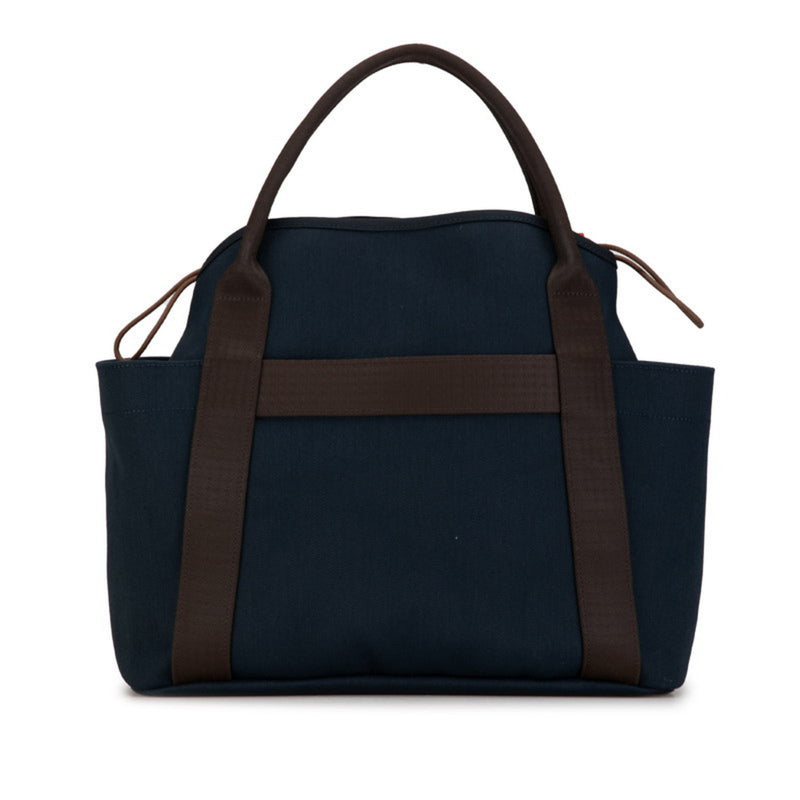 Hermes Sac de Pansage Groom Tote Bag Handbag Shoulder Navy Brown Canvas Leather Women's HERMES