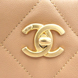 CHANEL Shoulder Tote Beige leather AS3508