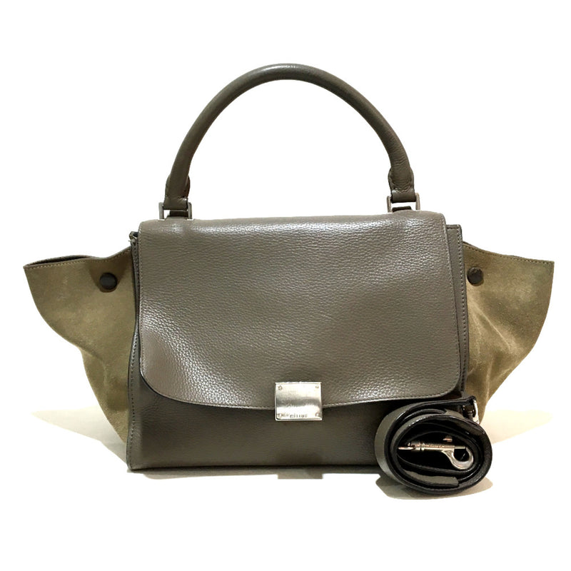 CELINE 2way Bag Shoulder Bag Hand Bag Charcoal gray