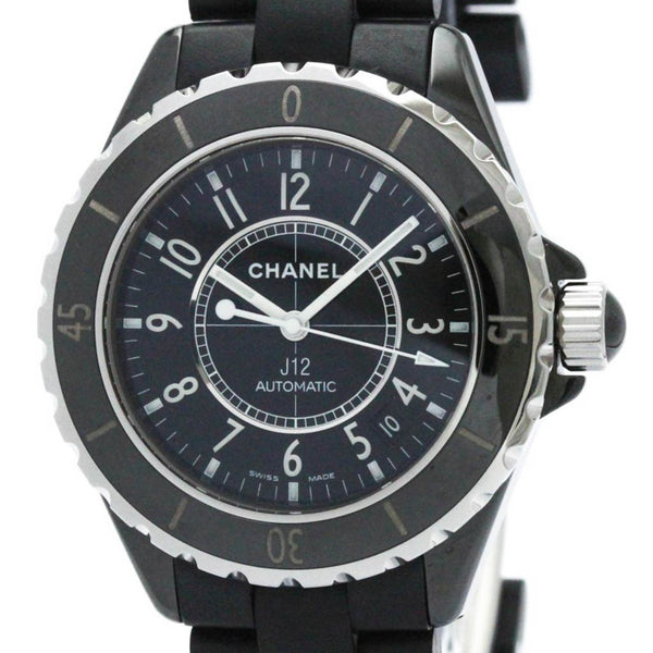 Polished CHANEL J12 Ceramic Rubber Automatic Mens Watch H0684 BF572572