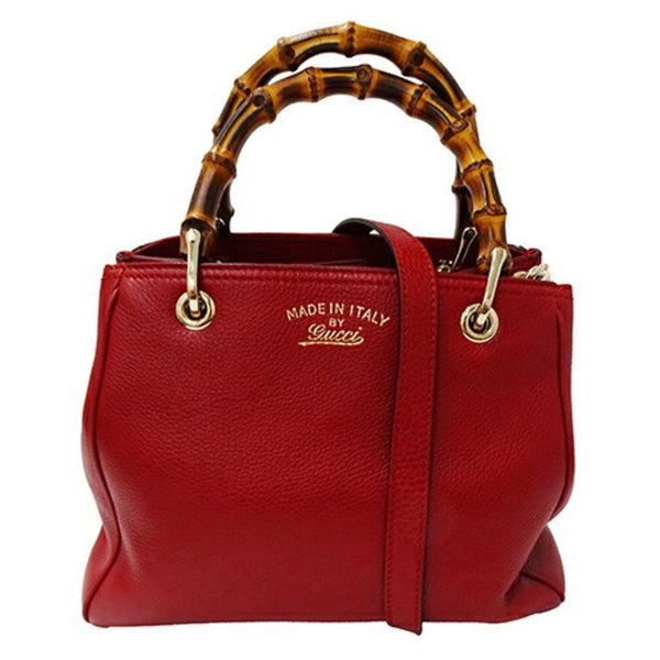 Gucci GUCCI Bag Women's Handbag Shoulder 2way Bamboo Swing Leather Red 336032 Extra Storage