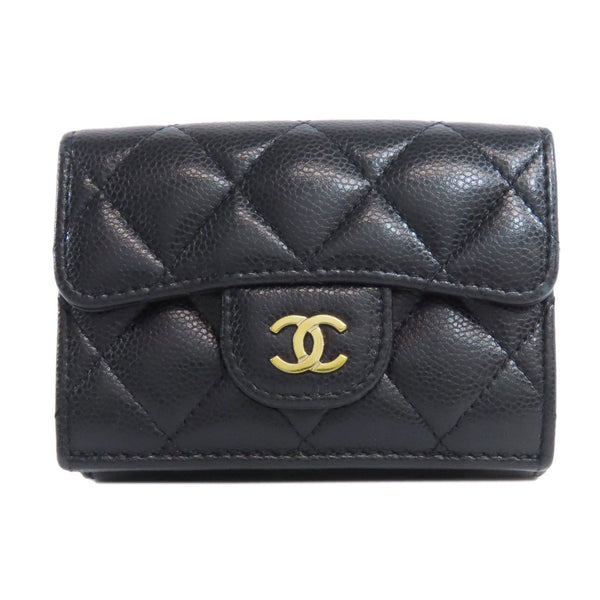 CHANEL Matelasse Bi-fold Wallet Caviar Skin Women's