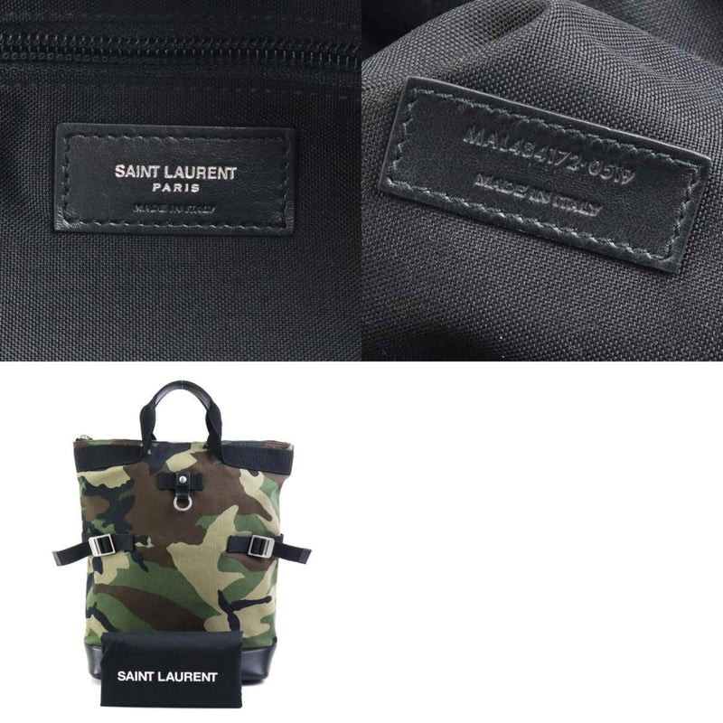 Saint Laurent SAINT LAURENT Backpack Canvas/Leather Khaki x Black Men's 484172