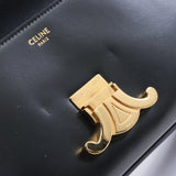 CELINE Triomphe Shoulder Bag Leather Women's Black