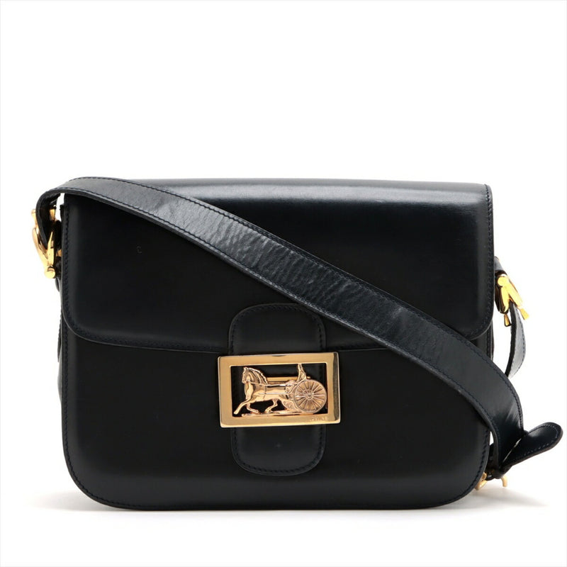 Celine Carriage hardware leather shoulder bag tote hand black women's