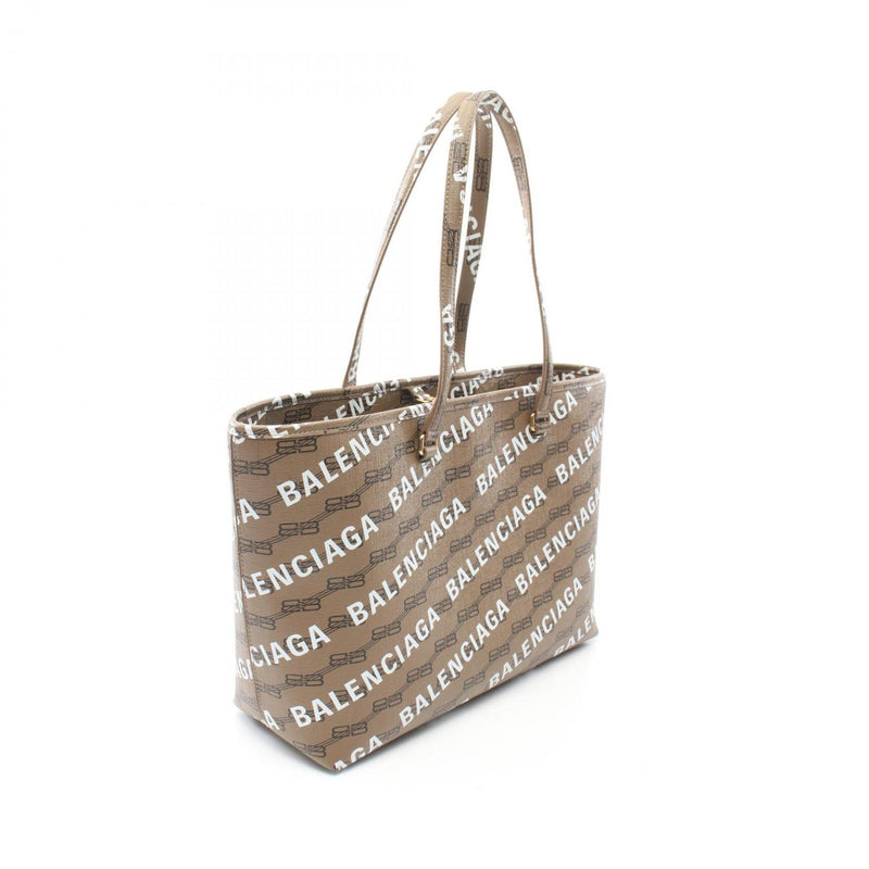 BALENCIAGA SIGNATURE SHOPPER M BB Monogram Tote Bag, Coated Canvas, Women's, Brown, 702698