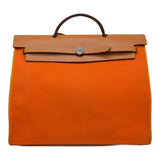 HERMES Hermes Airbag Zip MM Shoulder Bag Handbag 2way Toile Officier Leather Orange