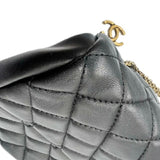 CHANEL Mademoiselle Bowling Bag Shoulder Handbag Lambskin Black No. 15 Chain Coco Mark Quilted Ladies