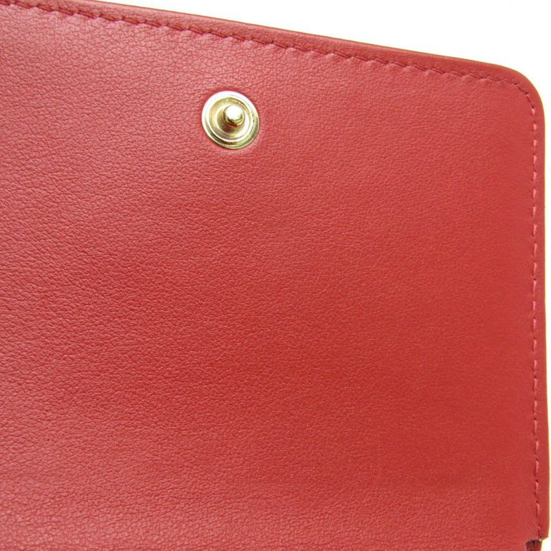 Chanel Camellia AP0710 Women's  Calfskin Wallet (tri-fold) Red Color