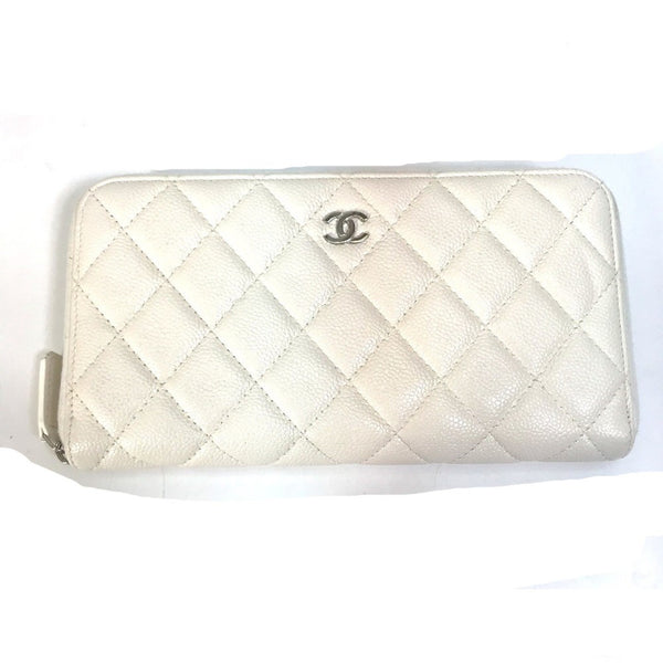 Chanel A50097 Matelasse CC Mark Quilted Wallet Long Wallet White SilverHardware