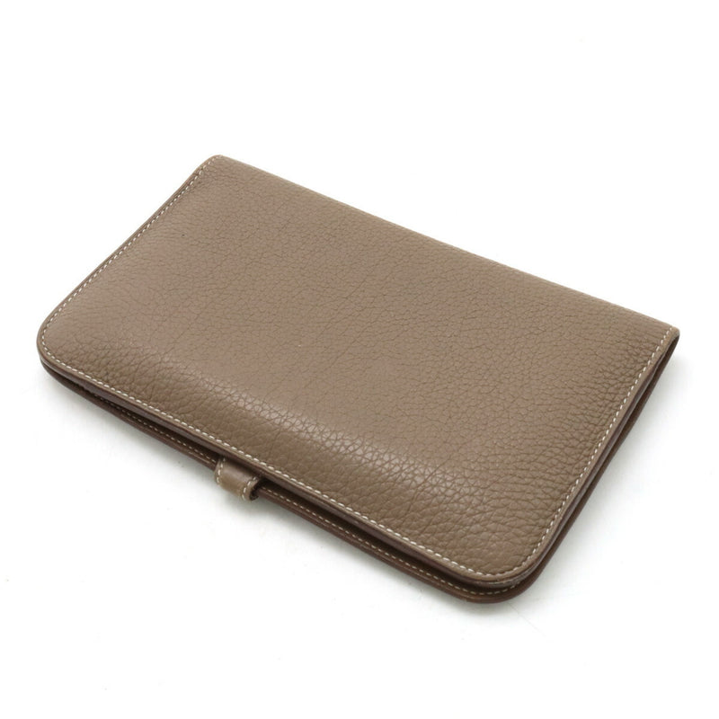 HERMES Dogon Duo GM Bi-fold long wallet Togo leather Etoupe Greige Coin □O stamp