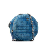 Chanel Coco Mark Chain Shoulder Bag Blue Silver Tweed Leather Women's CHANEL