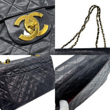 CHANEL Shoulder Bag Deca Matelasse Leather/Metal Black/Gold Women's z0756