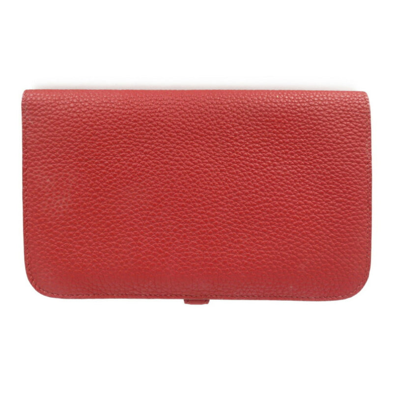 Hermes Dogon Duo GM P stamp Togo Red Bi-fold long wallet 0008HERMES