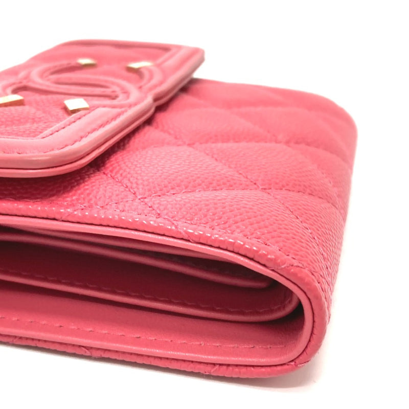 Chanel AP0375 CC filigree medium wallet Trifold wallet Pink Based