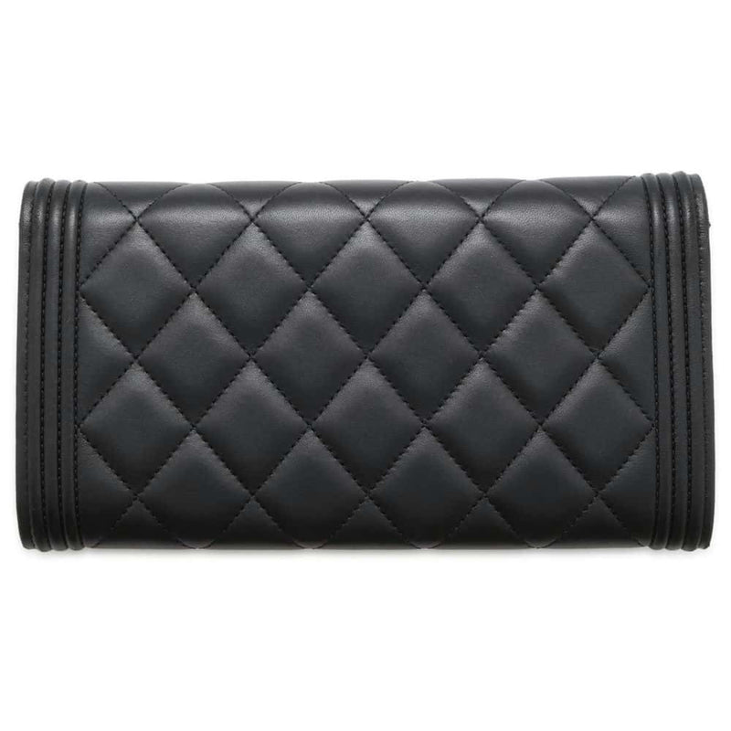 Chanel Long Wallet Boy Coco Mark Matelasse Bi-fold Lambskin A80286 CHANEL Black