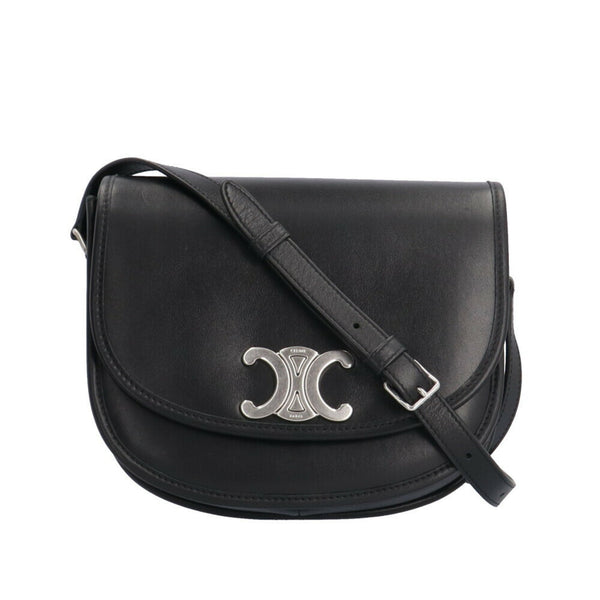 Celine Triomphe Shoulder Bag Leather 114453FH1.38SI Black Women's CELINE