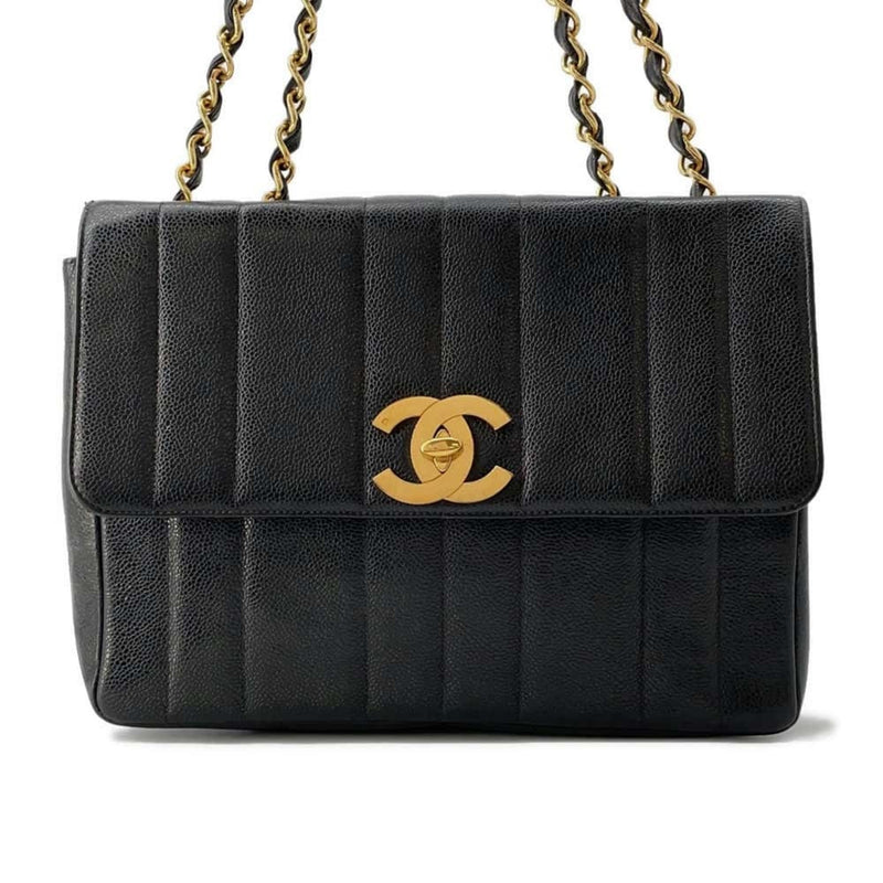 Chanel Chain Shoulder Bag Mademoiselle Coco Mark Caviar Skin CHANEL Black