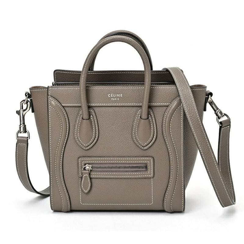 CELINE Luggage Nano 189243DRU.09SO 168243DRU.09SO Drummed Calfskin Suri (Greige) S-156713