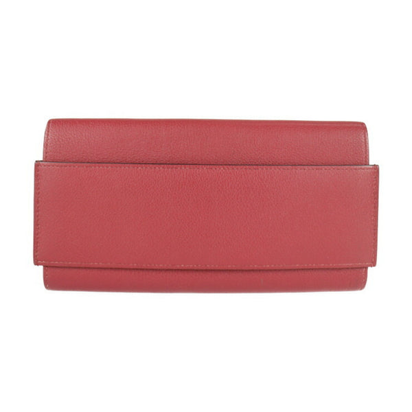 HERMES Hermes Passan Long Wallet Ever Color Rouge Grena Red Bifold X Engraved