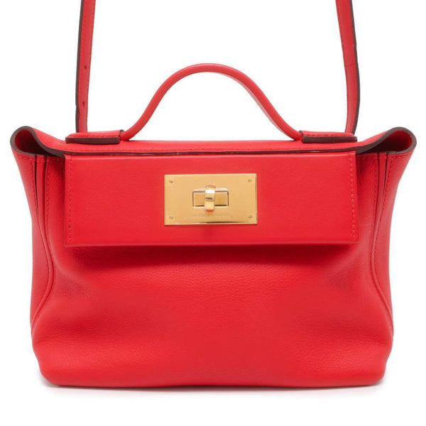 Hermes 24 Sac Vinquatre Rouge Tomato Evercolor Swift Y Stamp 2way Shoulder