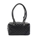 CHANEL Cambon Line Bowling Bag Shoulder Leather Women's Black A25171