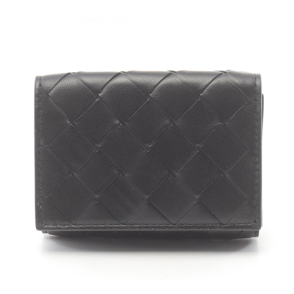 BOTTEGA VENETA Intrecciato Tri-fold Wallet Leather Women's Black 609285VCPP28803