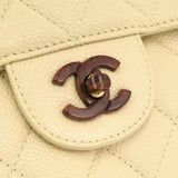 Chanel Plastic Chain Caviar Skin Beige No.6 Coco Mark Shoulder Bag 1927 CHANEL