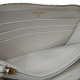 CHANEL 19 Round Zipper Matelasse CC Mark AP1063 Long Wallet Leather White 083407