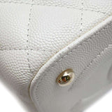 Chanel Chain Shoulder Bag Coco Mark Matelasse Vanity Caviar Skin CHANEL White