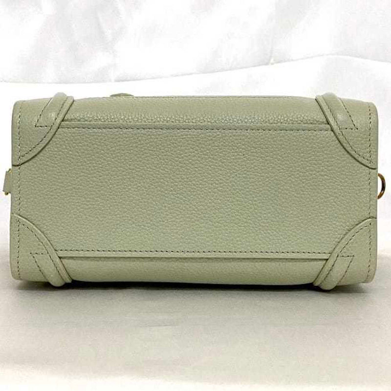 Celine 2-way shoulder bag luggage nano shopper f-21150 light green leather drummed calf CELINE self-supporting women's compact