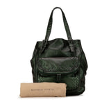 Bottega Veneta Intrecciato Tote Bag Shoulder 248520 Metallic Green Leather Women's BOTTEGAVENETA