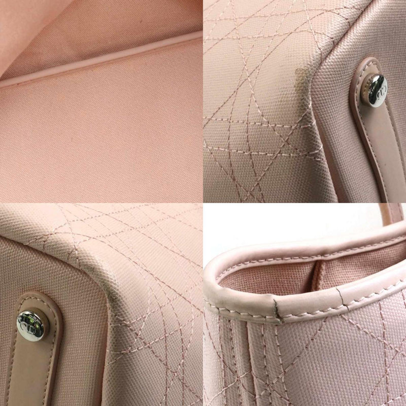 Christian Dior Tote Bag Shoulder Cannage Coated Canvas/Leather Light Pink Beige Women's e58463g