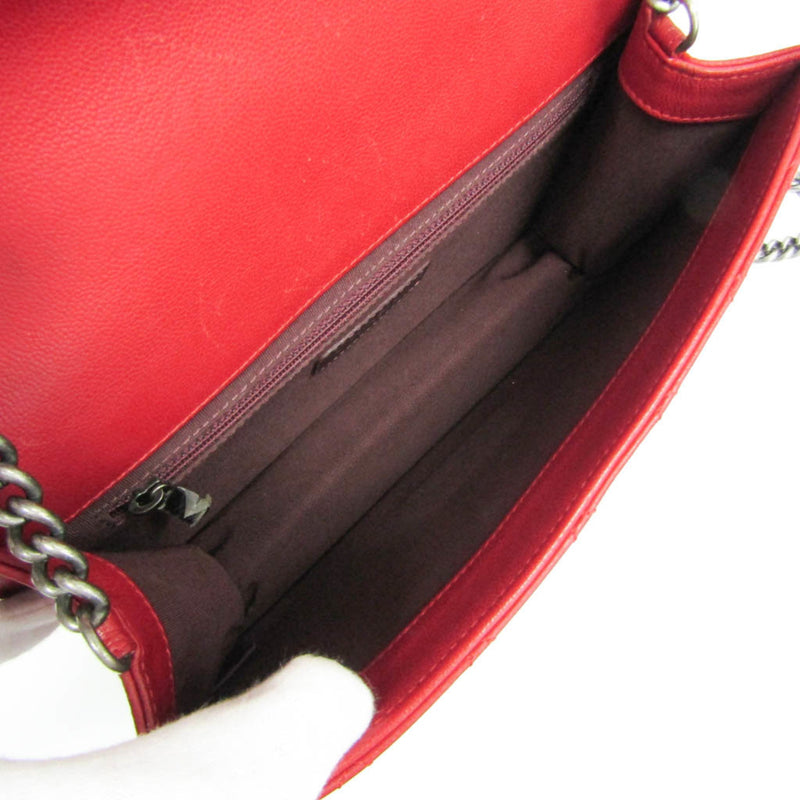 Chanel Matelasse Women's Leather Shoulder Bag Red Color