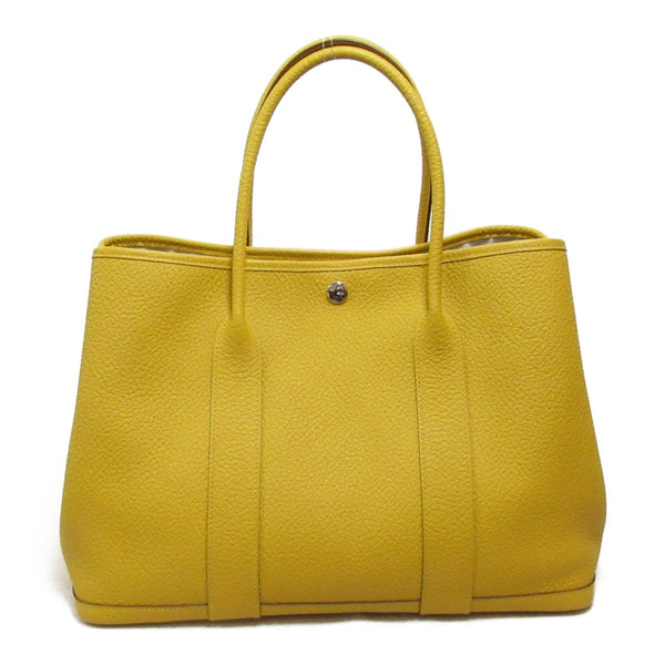 HERMES Garden Party PM Jaune Ambre Tote Bag Yellow Jaune ambre Country leather leather